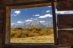 Cabin view of Grand Tetons