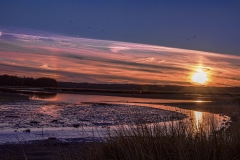 Sunset on the curved stream